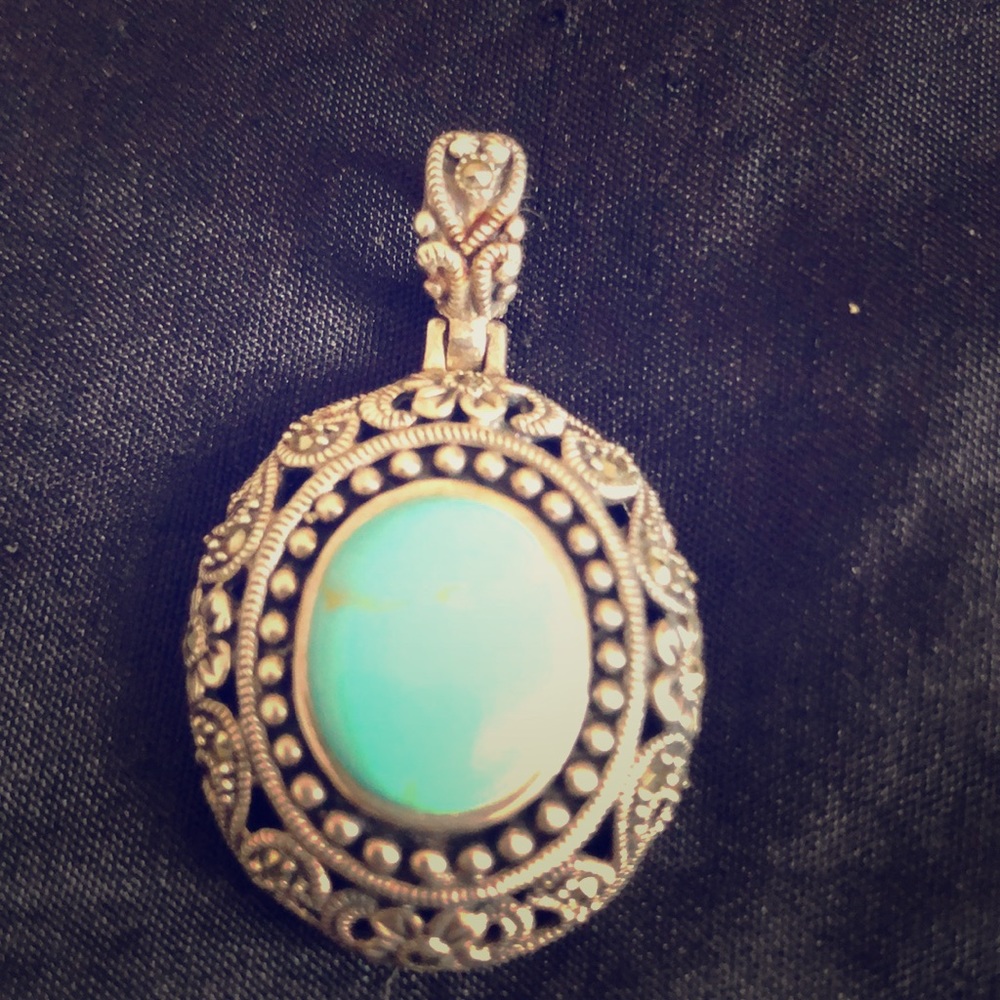 Marquisate and turquoise stone pendant.